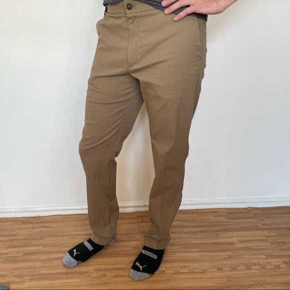 Banana Republic Slim Fit Mid Rise Drawstring Pants Khaki Texture Button … - Picture 2 of 13